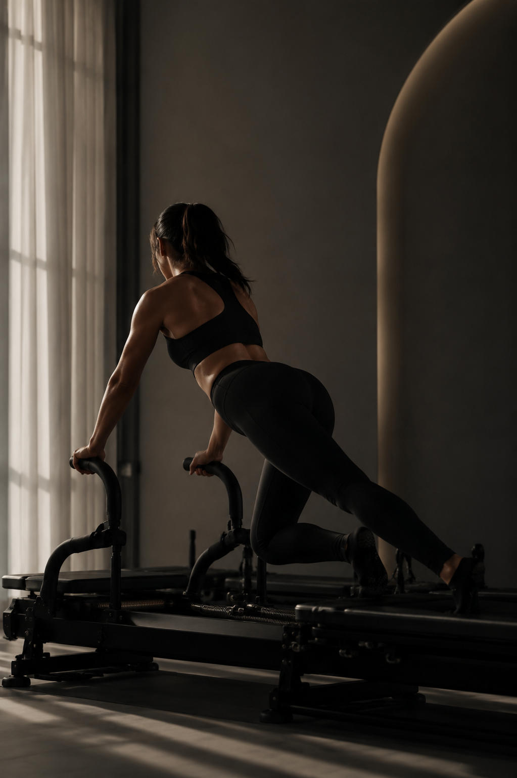 Slow, controlled strength work on a spring-loaded carriage machine at LSN Lagree